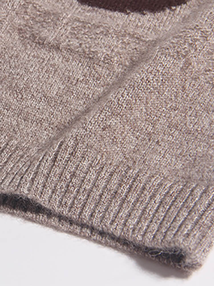 Kids Brown Husky Dog Knit Pattern Cashmere Pullover Sweater